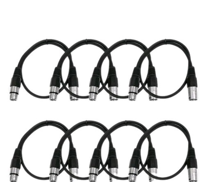 #ad SEISMIC AUDIO 8 PACK Black 2#x27; XLR Patch Cables Snake $45.99