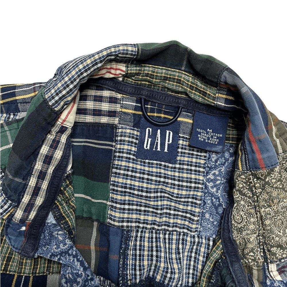 Vintage GAP Patchwork Button Down Short Sleeve Sh… - image 4