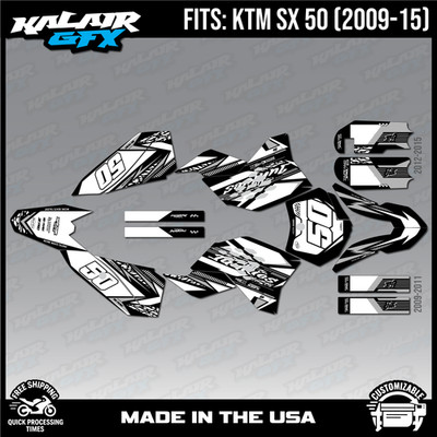Graphics Kit for KTM 50SX (2009-2015) MINI ADVENTURE PRO SR JR Rugged-White