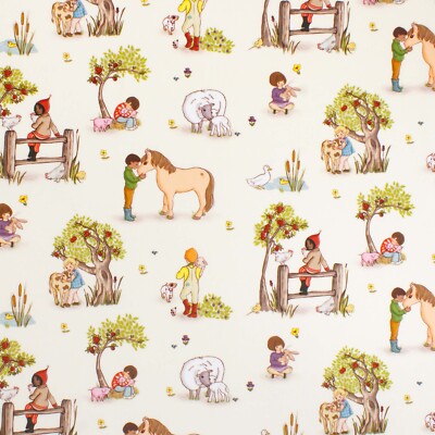 100% Baumwollstoff Michael Miller - Farm Hugs, Kinder & Tiere - Schwein Schaf
