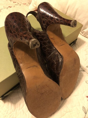 Vtg. Shoes: 1940’s Red Cross crocodile Classic Heel With Peep Front. Size 7N - Picture 3 of 4