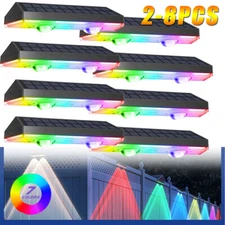 8 Modes LED Solar Power Fence Lights Deck Door Wall Stair Outdoor Garden Lamp