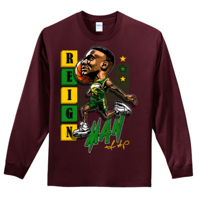 NEW Art Society x SWOD REIGN MAN TOON MAROON LS Tee Shirt SM-4XLARGE MADE IN USA