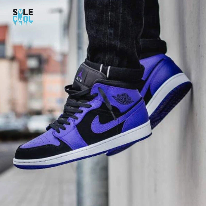 NIKE AIR JORDAN 1 MID BLACK CONCORD 554725 051 554724 051 eBay