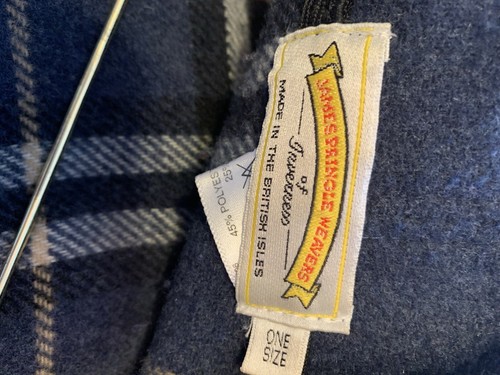 James Pringle Weavers Of Inverness Tartan Cape Poncho Reversible Blue Plaid - Picture 7 of 7