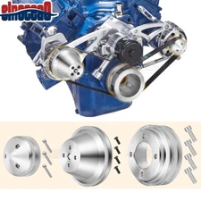 Fit Ford Small Block 302 351w 351C 351W 351M A/C+Water Pump V-Belt Pulley Kit