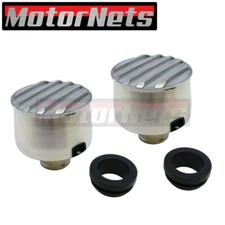 2x Nostalgic Retro Fin Aluminum Valve Cover Push-In Breather Chevy Mopar FordSBC
