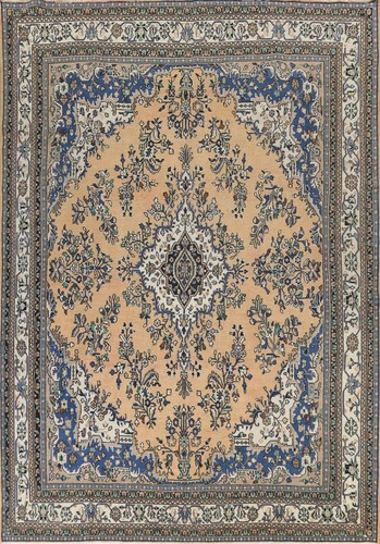 Vintage Muted Hamedan Floral Hand-knotted Area Rug Evenly Low Pile Wool 10'x13'
