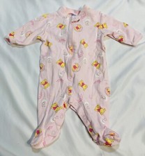 Winnie The Pooh Pajamas 0-3 Month Pink One Piece Zip Closure Disney Baby