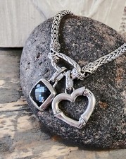 John Hardy Hematite Square and Heart Cable Woven Bracelet Petite, Neat!