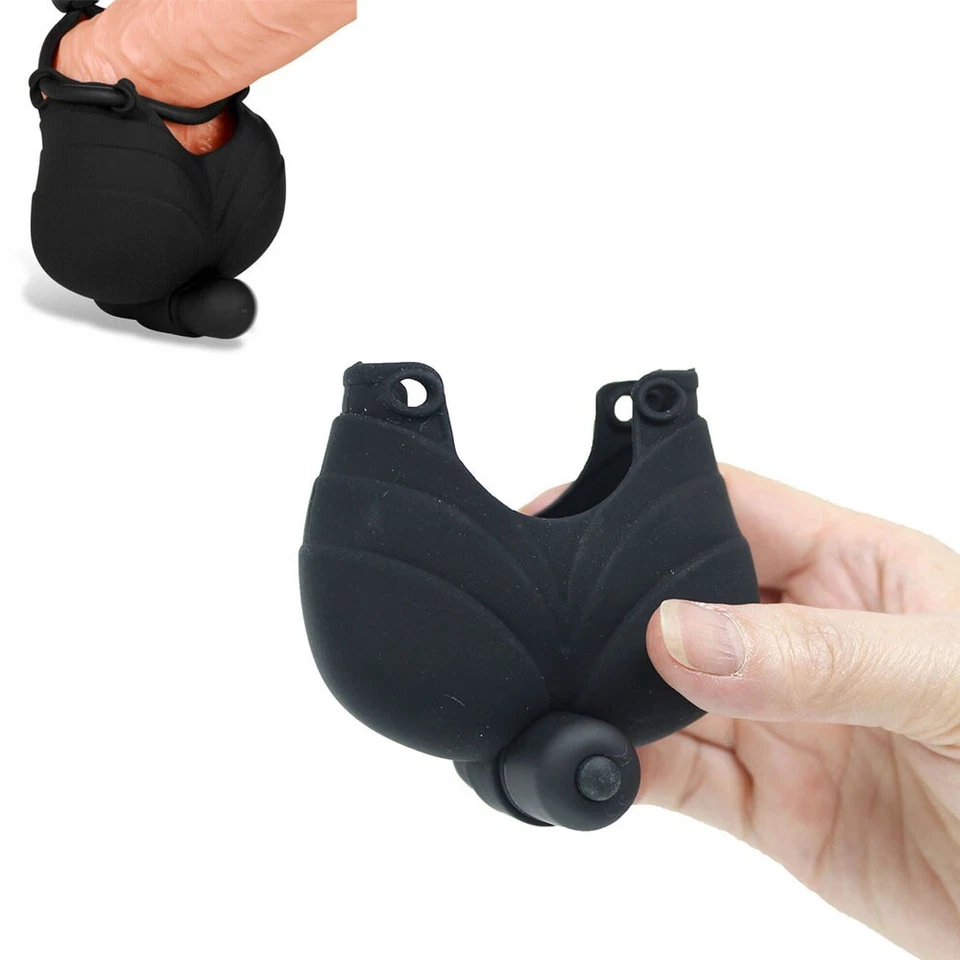 Silicone Vibrating Ball Testicle Scrotum Pouch Stimulator Cinch Penis Cock Ring - Image 3 of 4