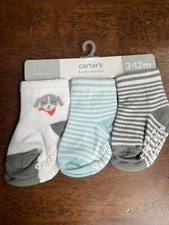 NEW Carter  s 3 Pack Baby Boys Socks Dog Blue White Orange Bandana 3-12m HTF