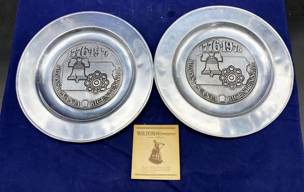 Bicentennial Pewter Plates Indiana Collectible Pewter Metalware