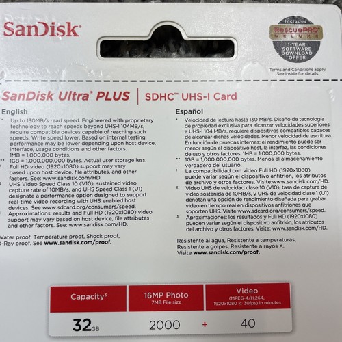 SanDisk 32 GB Ultra Plus SDHC UHS-1 Memory Card Speed up to 130 MB/s - Picture 5 of 5