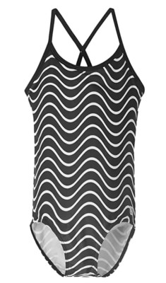 Reima L5219 Girl's Black White Tropiikki One Piece Swimsuit Size 12Y