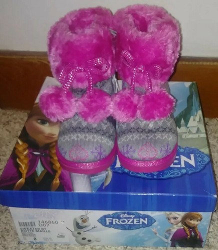 NIB Disney's Frozen Anna Elsa Sweater Boot pink gray Toddler 8 MSRP $49.99 - Picture 3 of 8