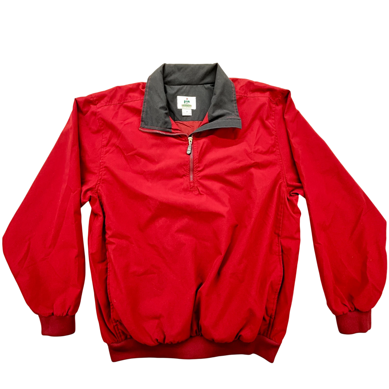 Outdoor World Pullover Jacket Mens Medium Red Half Zip Golf Windbreaker