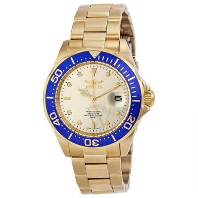 Invicta Men's 14124 Pro Diver Gold Dial 18k Ion-plated Stainless