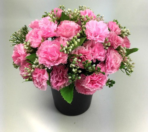grave Artificial/Silk flower arrangement in grave memorial pot Mini-Carnation - Picture 10 of 12
