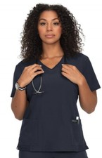 Koi Scrubs 1034 V-Neck Detailed Scrub Top in Charcoal Size dark grey M
