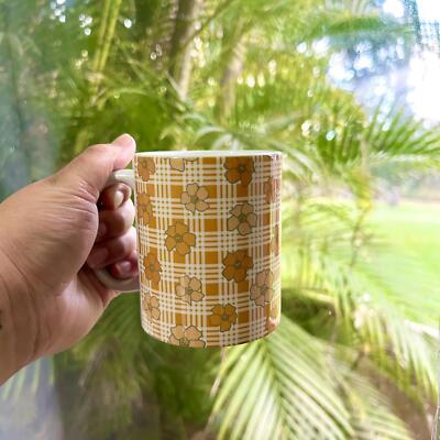 Chaybees Hawaiian Print  Puakenikeni Orange Palaka Mug Cup Vintage Retro