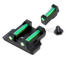 Black Anodized Aluminum Front & Rear Sight with Green Fiber Optic For Gl0ck 