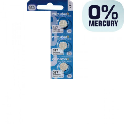 3 x Renata 317 Uhrenbatterien 1,55 V SR516SW SR516 SW SR62 SR62SW 10,5mAh