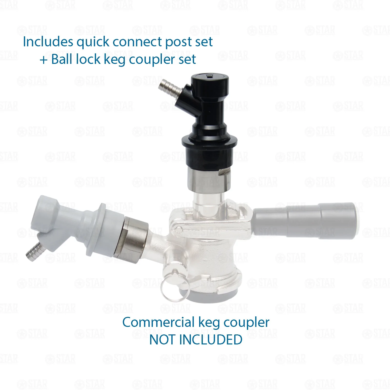 Sankey Keg Quick Connector Adapter Posts + Ball Lock Corny Keg Coupler ...