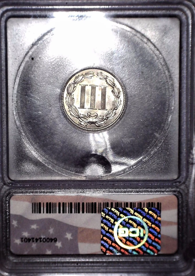 1869 Nickel Three Cent, ICG MS66, Gem Grade + - Image 3 of 4