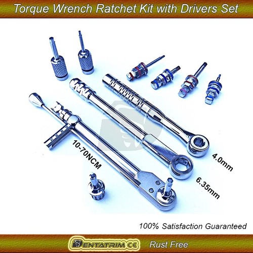 Dental Implant Torque Wrench Ratchet Kit 1070NCM 4.0mm&6.35 with