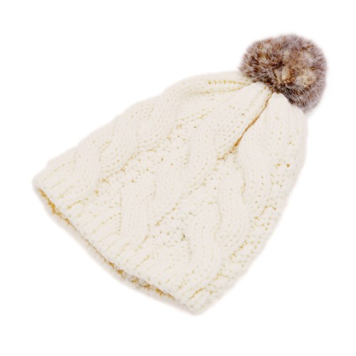 Premium Twist Cable Knit Solid Color Winter Beanie Hat w/ Pom Pom- Diff Colors - Picture 11 of 21