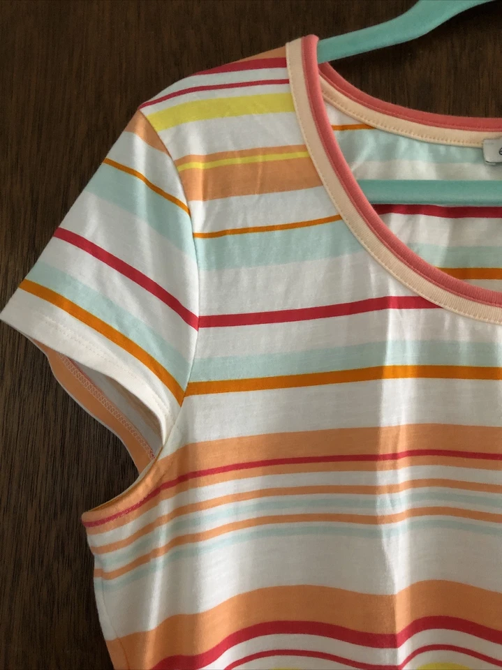 Vestido Ella Moss Mediano Maxi Rayas Jersey Manga Corta Playa Costera Foto 3 de 4