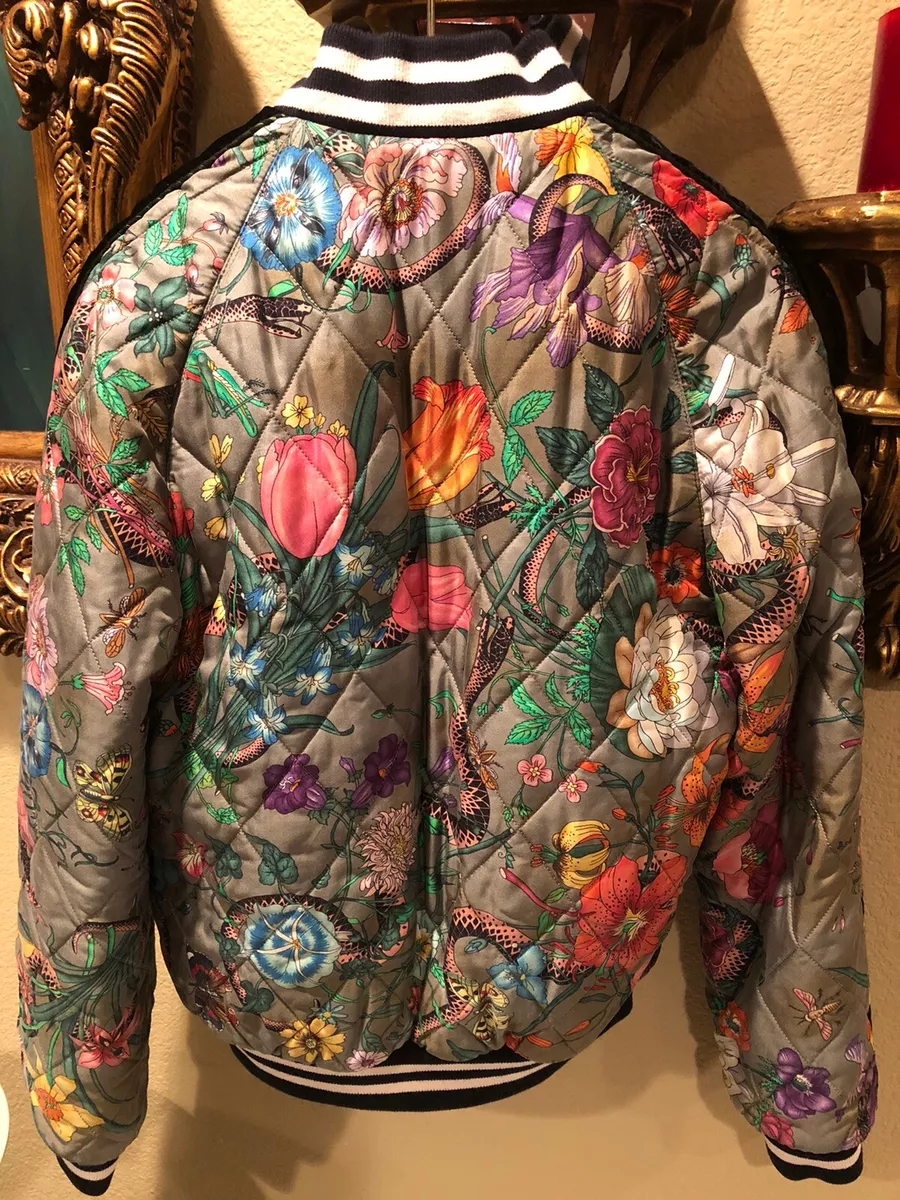 Floral silk hotsell bomber jacket
