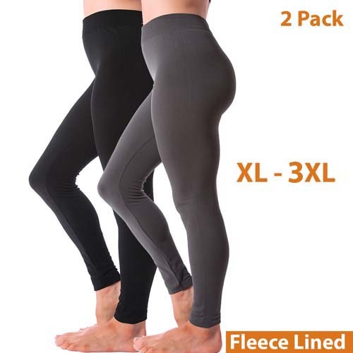 Paquete de 2 Pantalones Legging Termales Gruesos Forrados de Lanza Largo Talla Grande XL 2XL 3XL - Imagen 7 de 14