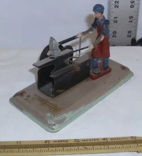 FLEISCHMANN STEAM ENGINE BLACKSMITH SHOP TIN TOY ACCESSORY 1940s WEST GERMANY #2