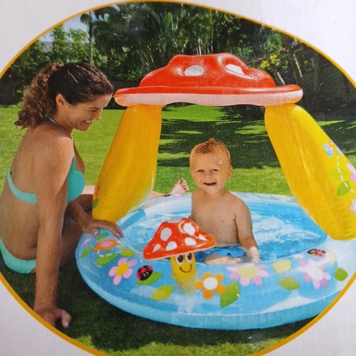INTEX INFLATABLE MUSHROOM BABY POOL Outdoor Water Play w/ Built-in Sunshade - Picture 4 of 4