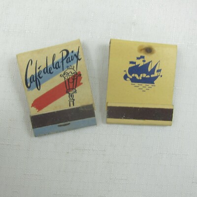 2 Vintage Matchbooks FULL Hotel St. Moritz Cafe De La Paix & The Commodore Hotel