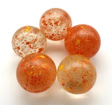16mm "Venus" Glass Mega Marble Players 5/8th inch Pk 5 w/Stands Orange RARE