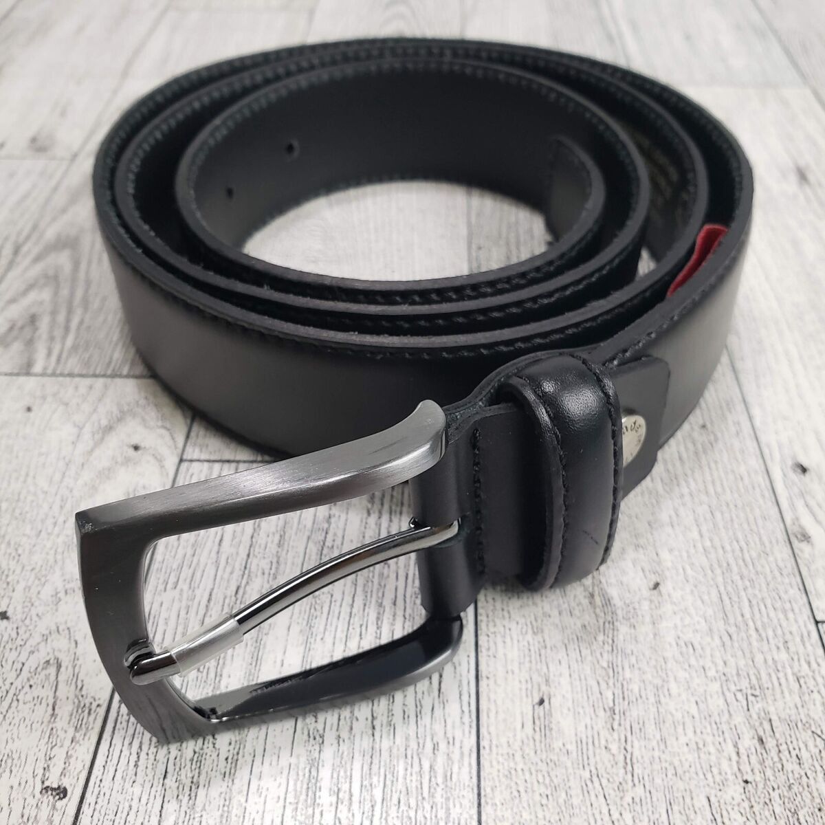 Alta Moda Men's Sz 40 Black Italian Leather Belt Handmade in Alta Moda Men's Sz 40 Black Italian Leather Belt Handmade in