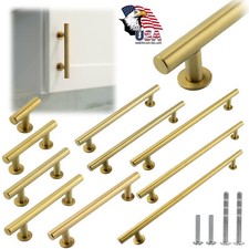 Gold Satin Brass Brushed Modern Cabinet Handles Pulls Kitchen Hardware Stainless