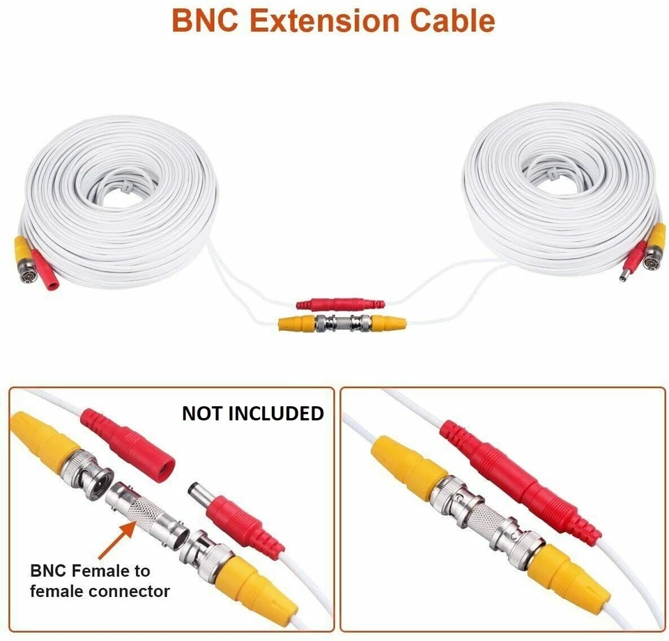 Pack of 4 CCTV Cable Security Camera Siamese Wire BNC DC Power Video White Black - Image 3 of 4