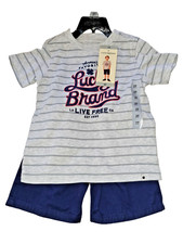 Lucky Brand Boys 2-Piece Short Set Gray  Blue,3T NWT 4th July Summer