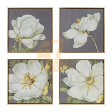 S/4 Flower Wall Art Gray White Indoor Outdoor Living Dining Room