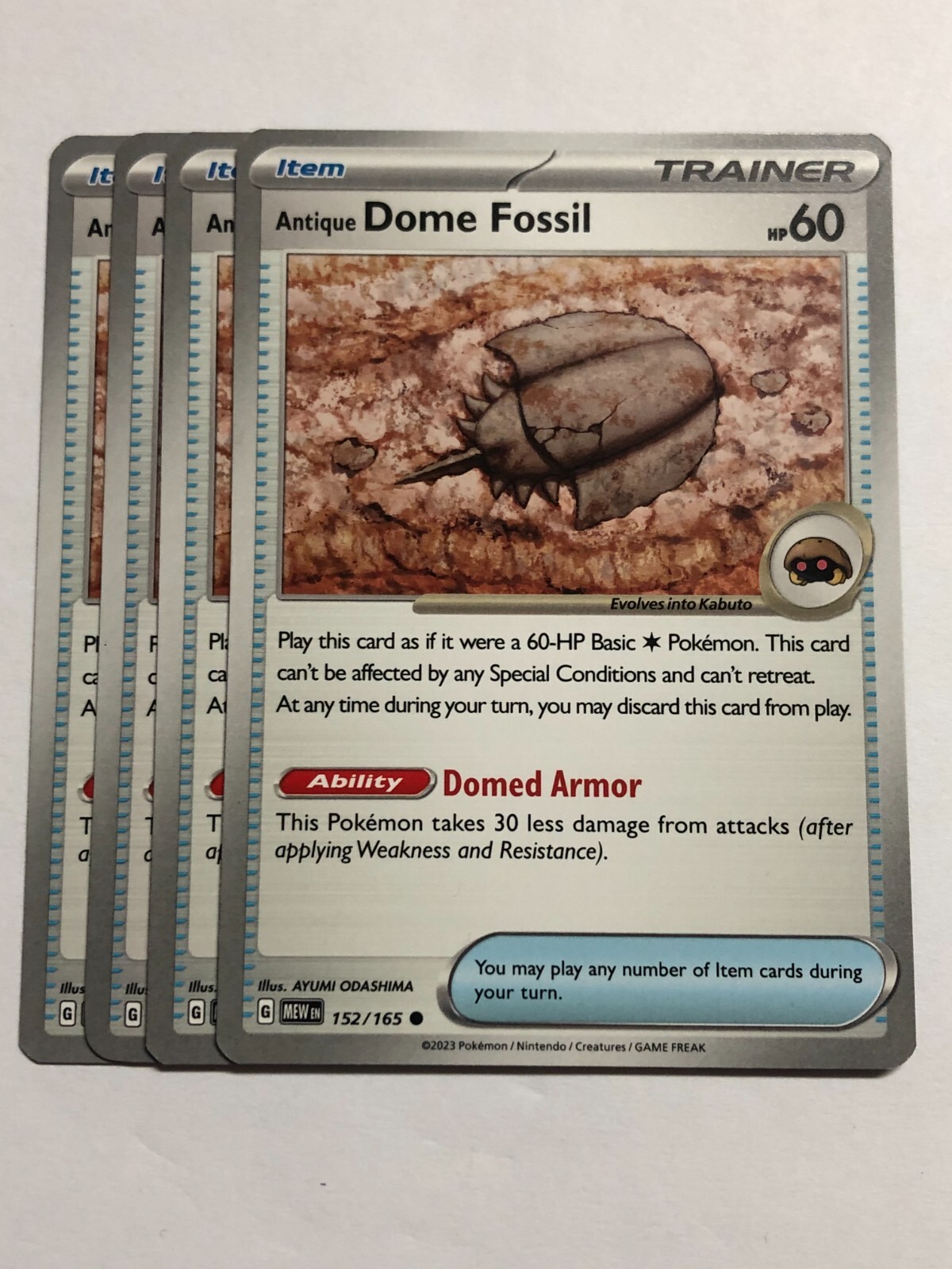 Pokemon Card 151 4x Playset Antique Dome Fossil 152/165 Near Mint