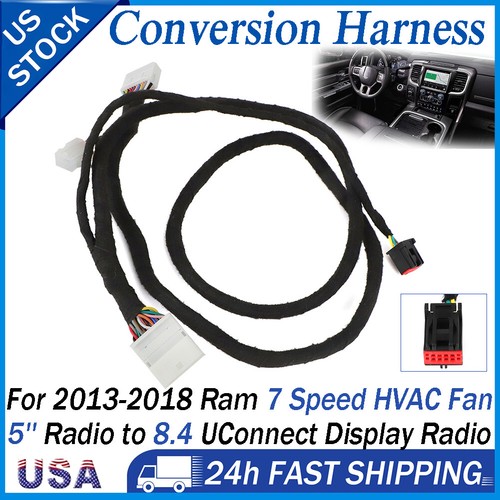 Upgrade Conversion Harness For 2013-2018 Ram 5''to 8.4 UConnect 7 Speed Fan HVAC - Picture 1 of 12