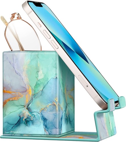 Brillenhalter mit Magnetfuß Vegan Leder Handy Ständer Schreibtisch Organizer - Bild 11 von 14