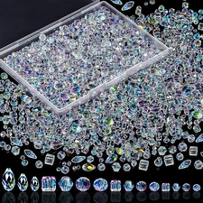 Crystal Beads, 800 Pcs Crystal Glass Beads Bulk, Clear Crystal Beads for Jewe...