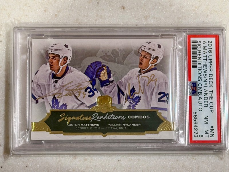 2016-17 The Cup Auston Matthews William Nylander Rookie Dual Auto SSP PSA 8