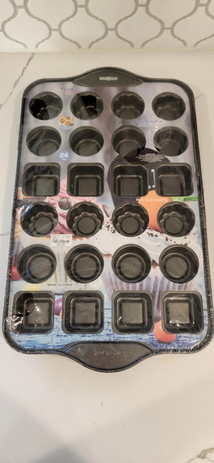 Home Pivot Non-Stick 24 count Mini Muffin Tray, grey