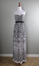 BCBG MAX AZRIA NWT $238 Amber Lace Print Maxi Strapless Evening Dress Size 4